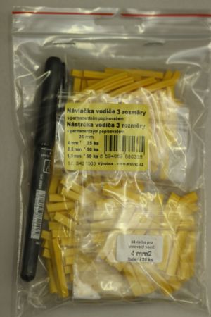 Návlačka vodiče 3 kombinace 4+2,5+1,5mm2, včetně popisovače (žlutá), délka 35mm